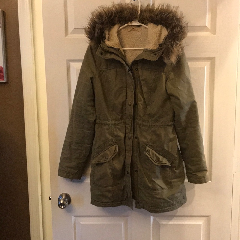 Olive green winter parka